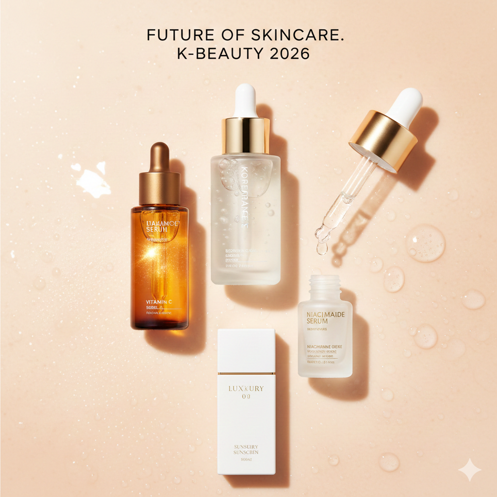 melhores produtos de skincare 2026 com sérum vitamina C, niacinamida, mucina de caracol e protetor solar facial